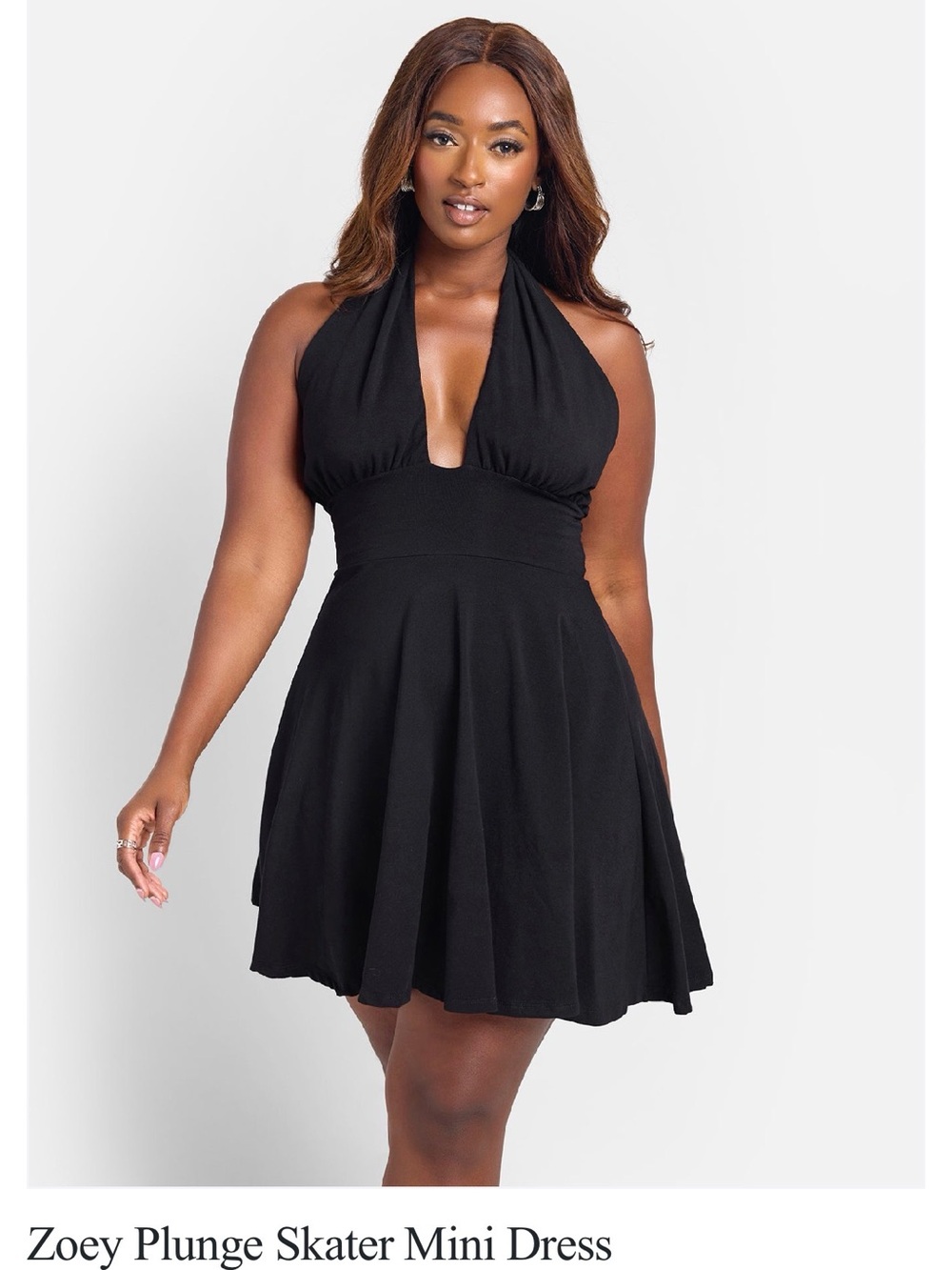 Rebdolls Black Halter Backless Skater Mini Dress